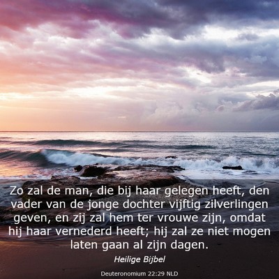 Picture 03 - Deuteronomium 22:29 NLD - Zo zal de man, die bij haar gelegen heeft, den - Bible Verse Picture
