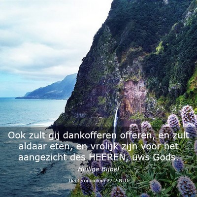 Picture 03 - Deuteronomium 27:7 NLD - Ook zult gij dankofferen offeren, en zult aldaar - Bible Verse Picture