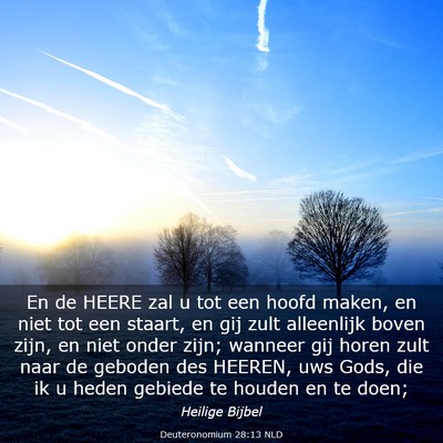 Picture 03 - Deuteronomium 28:13 NLD - En de HEERE zal u tot een hoofd maken, en niet - Bible Verse Picture