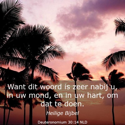 Picture 03 - Deuteronomium 30:14 NLD - Want dit woord is zeer nabij u, in uw mond, en in - Bible Verse Picture
