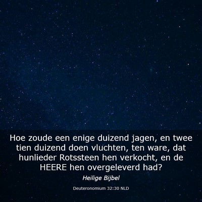Picture 03 - Deuteronomium 32:30 NLD - Hoe zoude een enige duizend jagen, en twee tien - Bible Verse Picture