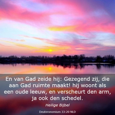 Picture 03 - Deuteronomium 33:20 NLD - En van Gad zeide hij: Gezegend zij, die aan Gad - Bible Verse Picture