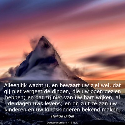 Picture 03 - Deuteronomium 4:9 NLD - Alleenlijk wacht u, en bewaart uw ziel wel, dat - Bible Verse Picture