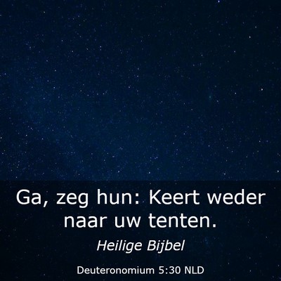 Picture 03 - Deuteronomium 5:30 NLD - Ga, zeg hun: Keert weder naar uw - Bible Verse Picture