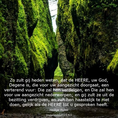 Picture 03 - Deuteronomium 9:3 NLD - Zo zult gij heden weten, dat de HEERE, uw God, - Bible Verse Picture