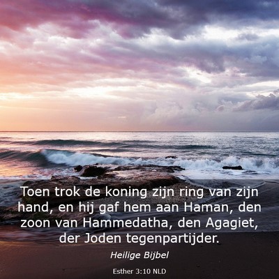 Picture 03 - Esther 3:10 NLD - Toen trok de koning zijn ring van zijn hand, en - Bible Verse Picture