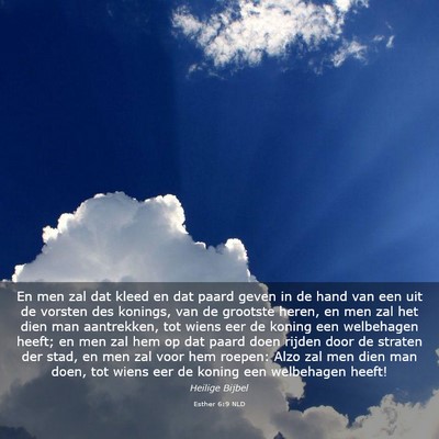 Picture 03 - Esther 6:9 NLD - En men zal dat kleed en dat paard geven in de - Bible Verse Picture