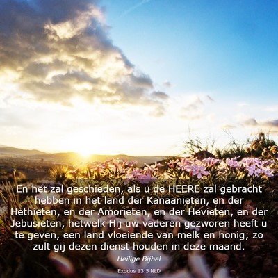 Picture 03 - Exodus 13:5 NLD - En het zal geschieden, als u de HEERE zal - Bible Verse Picture