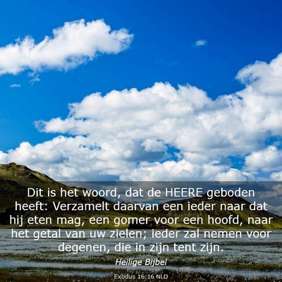 Picture 03 - Exodus 16:16 NLD - Dit is het woord, dat de HEERE geboden heeft: - Bible Verse Picture