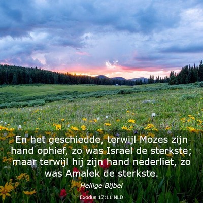 Picture 03 - Exodus 17:11 NLD - En het geschiedde, terwijl Mozes zijn hand - Bible Verse Picture