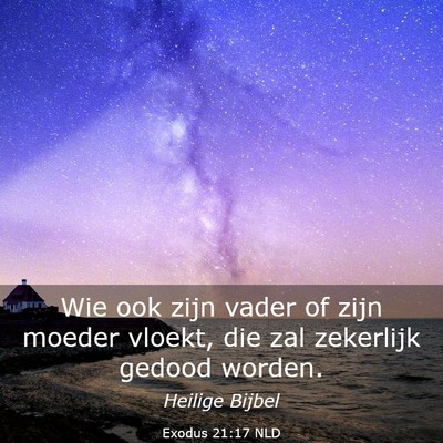 Picture 03 - Exodus 21:17 NLD - Wie ook zijn vader of zijn moeder vloekt, die zal - Bible Verse Picture