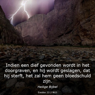 Picture 03 - Exodus 22:2 NLD - Indien een dief gevonden wordt in het doorgraven, - Bible Verse Picture