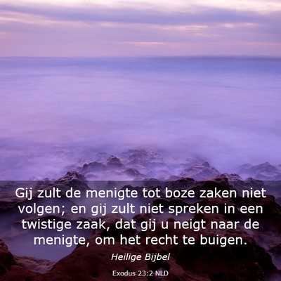 Picture 03 - Exodus 23:2 NLD - Gij zult de menigte tot boze zaken niet volgen; - Bible Verse Picture