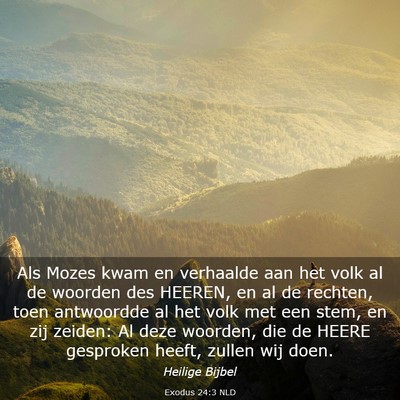 Picture 03 - Exodus 24:3 NLD - Als Mozes kwam en verhaalde aan het volk al de - Bible Verse Picture