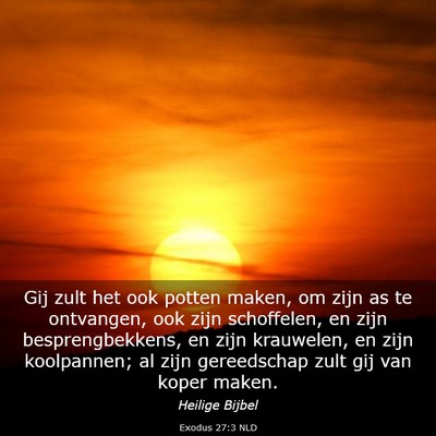 Picture 03 - Exodus 27:3 NLD - Gij zult het ook potten maken, om zijn as te - Bible Verse Picture