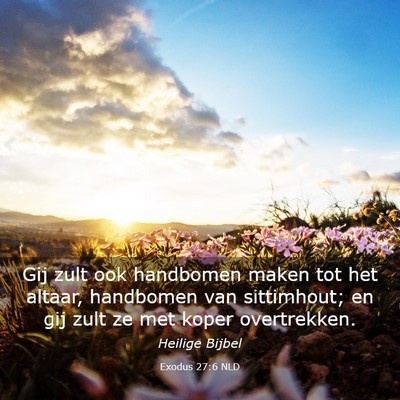Picture 03 - Exodus 27:6 NLD - Gij zult ook handbomen maken tot het altaar, - Bible Verse Picture