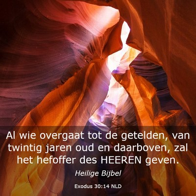 Picture 03 - Exodus 30:14 NLD - Al wie overgaat tot de getelden, van twintig - Bible Verse Picture