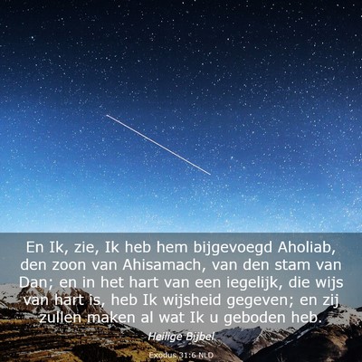 Picture 03 - Exodus 31:6 NLD - En Ik, zie, Ik heb hem bijgevoegd Aholiab, den - Bible Verse Picture
