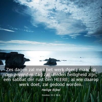 Picture 03 - Exodus 35:2 NLD - Zes dagen zal men het werk doen; maar op den - Bible Verse Picture