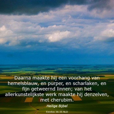 Picture 03 - Exodus 36:35 NLD - Daarna maakte hij een voorhang van hemelsblauw, - Bible Verse Picture