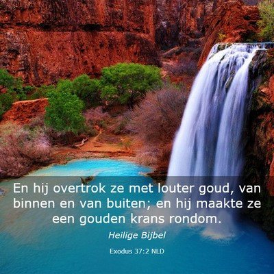Picture 03 - Exodus 37:2 NLD - En hij overtrok ze met louter goud, van binnen en - Bible Verse Picture
