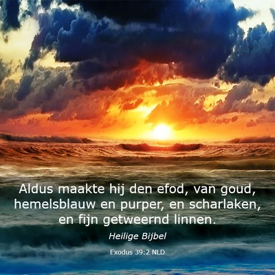 Picture 03 - Exodus 39:2 NLD - Aldus maakte hij den efod, van goud, hemelsblauw - Bible Verse Picture