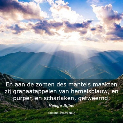 Picture 03 - Exodus 39:24 NLD - En aan de zomen des mantels maakten zij - Bible Verse Picture