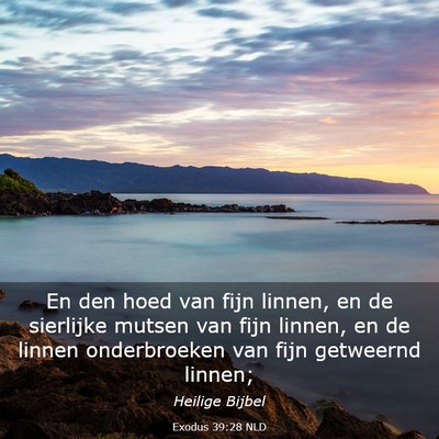 Picture 03 - Exodus 39:28 NLD - En den hoed van fijn linnen, en de sierlijke - Bible Verse Picture