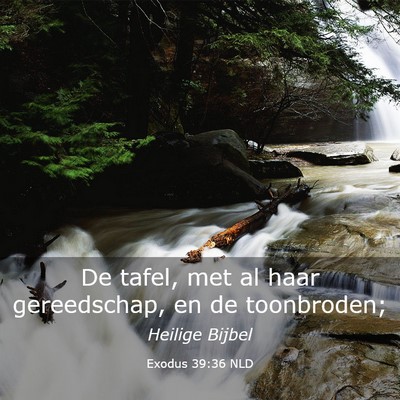 Picture 03 - Exodus 39:36 NLD - De tafel, met al haar gereedschap, en de - Bible Verse Picture