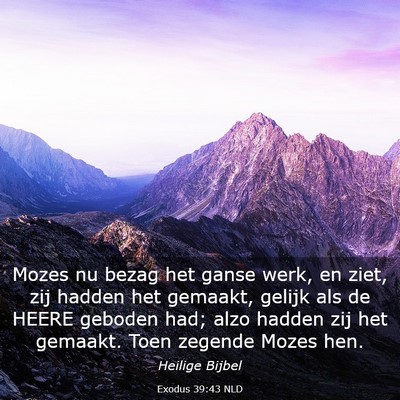 Picture 03 - Exodus 39:43 NLD - Mozes nu bezag het ganse werk, en ziet, zij - Bible Verse Picture