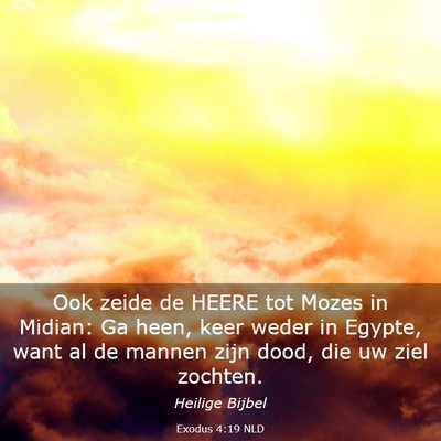 Picture 03 - Exodus 4:19 NLD - Ook zeide de HEERE tot Mozes in Midian: Ga heen, - Bible Verse Picture