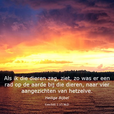 Picture 03 - Ezechiël 1:15 NLD - Als ik die dieren zag, ziet, zo was er een rad op - Bible Verse Picture