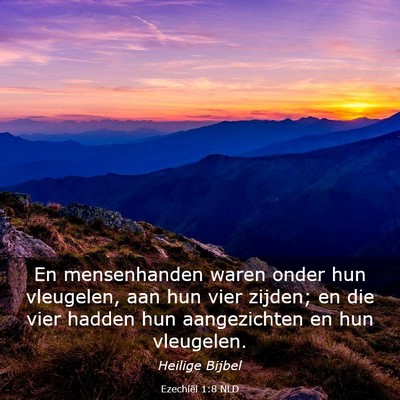 Picture 03 - Ezechiël 1:8 NLD - En mensenhanden waren onder hun vleugelen, aan - Bible Verse Picture