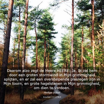 Picture 03 - Ezechiël 13:13 NLD - Daarom alzo zegt de Heere HEERE: Ja, Ik zal hem - Bible Verse Picture