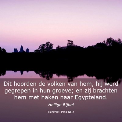 Picture 03 - Ezechiël 19:4 NLD - Dit hoorden de volken van hem, hij werd gegrepen - Bible Verse Picture
