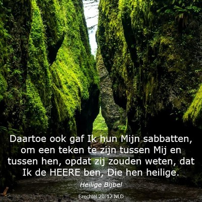 Picture 03 - Ezechiël 20:12 NLD - Daartoe ook gaf Ik hun Mijn sabbatten, om een - Bible Verse Picture