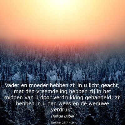 Picture 03 - Ezechiël 22:7 NLD - Vader en moeder hebben zij in u licht geacht; met - Bible Verse Picture