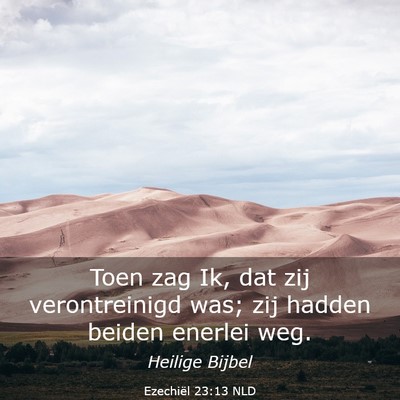 Picture 03 - Ezechiël 23:13 NLD - Toen zag Ik, dat zij verontreinigd was; zij - Bible Verse Picture