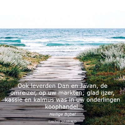 Picture 03 - Ezechiël 27:19 NLD - Ook leverden Dan en Javan, de omreizer, op uw - Bible Verse Picture