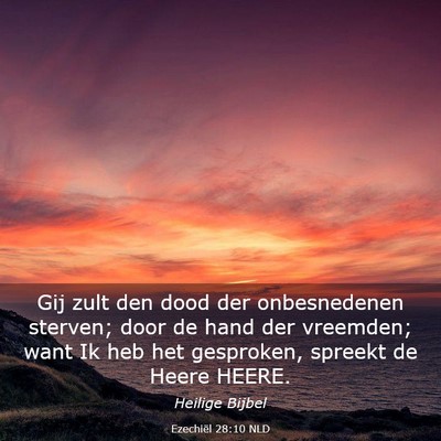 Picture 03 - Ezechiël 28:10 NLD - Gij zult den dood der onbesnedenen sterven; door - Bible Verse Picture