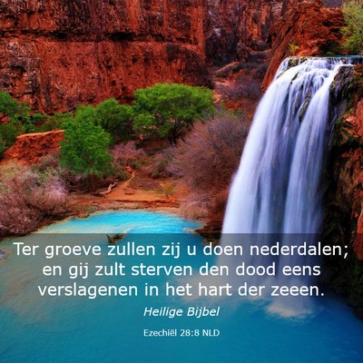 Picture 03 - Ezechiël 28:8 NLD - Ter groeve zullen zij u doen nederdalen; en gij - Bible Verse Picture