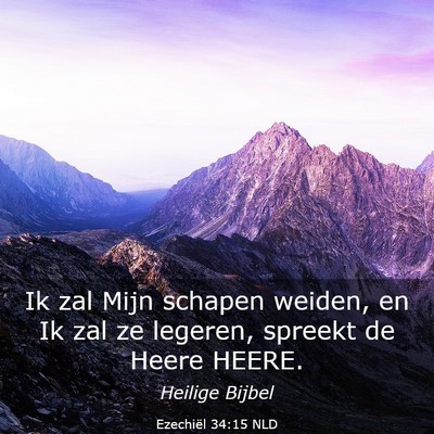 Picture 03 - Ezechiël 34:15 NLD - Ik zal Mijn schapen weiden, en Ik zal ze legeren, - Bible Verse Picture