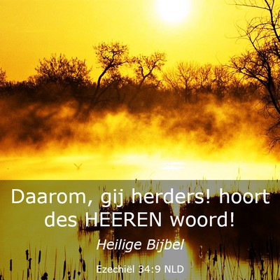Picture 03 - Ezechiël 34:9 NLD - Daarom, gij herders! hoort des HEEREN - Bible Verse Picture