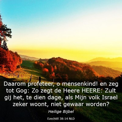 Picture 03 - Ezechiël 38:14 NLD - Daarom profeteer, o mensenkind! en zeg tot Gog: - Bible Verse Picture
