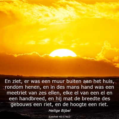 Picture 03 - Ezechiël 40:5 NLD - En ziet, er was een muur buiten aan het huis, - Bible Verse Picture