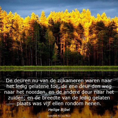 Picture 03 - Ezechiël 41:11 NLD - De deuren nu van de zijkameren waren naar het - Bible Verse Picture