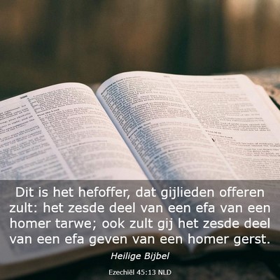 Picture 03 - Ezechiël 45:13 NLD - Dit is het hefoffer, dat gijlieden offeren zult: - Bible Verse Picture