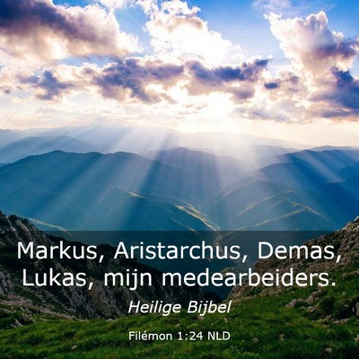 Picture 03 - Filémon 1:24 NLD - Markus, Aristarchus, Demas, Lukas, mijn - Bible Verse Picture