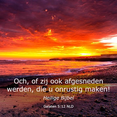 Picture 03 - Galaten 5:12 NLD - Och, of zij ook afgesneden werden, die u onrustig - Bible Verse Picture