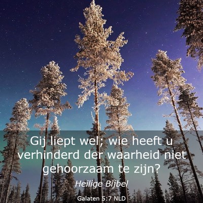 Picture 03 - Galaten 5:7 NLD - Gij liept wel; wie heeft u verhinderd der - Bible Verse Picture